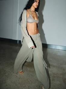 KIZN Oversized Sheer Summer Resort Beach Co-Ord Set Button Down Shirt Palazzo Wide Leg Pants Linen Feel Feel Look Casual Fall Autumn Spring Holiday