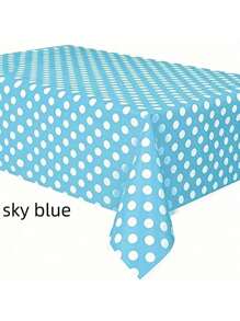 1 块桌布，圆点桌布一次性塑料防水野餐桌布，生日派对、感恩节、婚礼、烧烤、毕业典礼、野餐的桌布