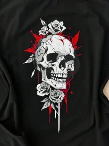 Summer Gothic Style Skull Rose Graphic Print Women Camisole Tank Top, 3 PiecesSummer Women Sets