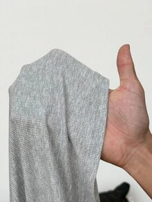 Coolane 女士秋季/四季街头休闲基本款辣妹纽扣领舒适弹力法式灰色长袖T恤 - 灰色 - 查看 8