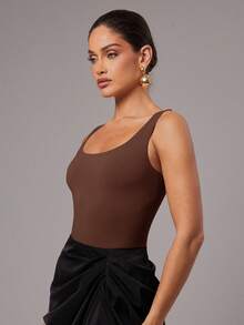 Silquee Bộ đồ liền thân không tay hở lưng màu sô cô la Bộ đồ liền thân màu nâu Bộ đồ liền thân cho nữ Bộ đồ liền thân cho nữ Bộ đồ liền thân màu nâu - Cà phê nâu - Xem 4