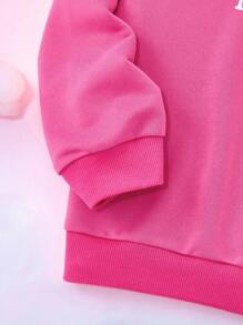 My Little Pony X SHEIN 青少年女孩卡通图案圆领长袖套头衫 - 玫紅色 - 查看 5