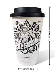 SUPERMAN X SHEIN Vaso de fiesta inspirado Vaso de papel de un solo uso con gráfico de figura - Blanco y Negro - Ver 3