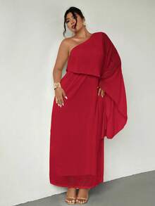 Firerie 新款夏季宽松雪纺网眼双层不对称长裙，黄色；适合情人节、音乐会、表演、约会、正式晚宴、舞会、婚礼季节、性感、优雅、通勤、返校、度假、海滩、浪漫、办公室女士、美人鱼风格、生日派对 - 酒紅色 - 查看 3