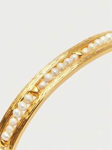 Opalesca 1 Cặp vòng tay hở bằng ngọc trai/xà cừ, có họa tiết, kim loại/hoàn thiện bằng kim loại, hạt vàng 18k, thích hợp cho tiệc tùng, thường ngày, công sở, thanh lịch, dễ thương, sang trọng, đám cưới, ngày lễ, kỳ nghỉ, cắm trại, Y2K, dành cho mẹ, phụ nữ, con gái, mùa thu, mùa đông, lễ hội, ngày lễ, kỳ nghỉ, tiền cũ, halloween - Vàng - Xem 6