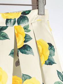 GlowEve Women's Elegant Commuter Floral Print A-Line Skirt Fall Cloth For Women - Apricot - View 4