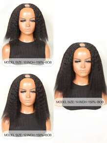 古怪直 V 部分假髮真人短髮假髮經濟實惠頭髮替換假髮女式廉價絲質假髮適合初學者佩戴假髮自然黑色 - Natural Black - 查看 5