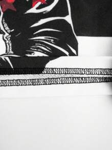 Manfinity EMRG Áo nỉ chui đầu họa tiết sọc Punk cá nhân hóa phong cách đường phố retro tối màu dành cho nam, áo khoác trùm đầu có mũ gai với đầu lâu xương, in chữ xe máy, thích hợp làm quà tặng bạn trai, trang phục đường phố mùa hè - Đen và trắng - Xem 8