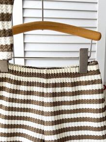 SHEIN Tween Girl Casual Basic Textured Knit Sleeveless Top And Shorts 2 Pieces Set - Khaki - View 6