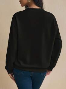 Shutterstock Glamance 女士休闲蝴蝶印花圆领运动衫，秋冬蝴蝶运动衫蝴蝶上衣女士运动衫可爱运动衫优雅 - 白色 - 查看 2