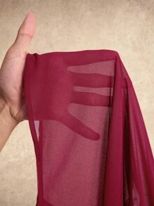 House of One Blouse en mousseline de soie à manches longues bouffantes et boutonnée, couleur bordeaux. Blouse décontractée transparente pour femmes, Top bordeaux, Top rouge pour femmes