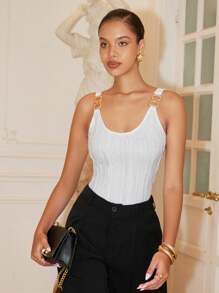 Rafferiza Chain Detail Tank Top - White - View 6