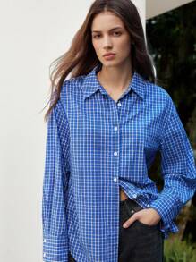 Maija Chemise à carreaux à manches longues décontractée et pratique pour femmes