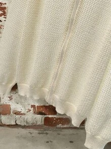 Claim Dot Men's Plain Drop Shoulder Long Sleeve Zipper Front Casual Cardigan - White - View 3