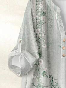 Rusticease 女士休闲复古碎花长袖两件套，适合秋冬季 - 彩色 - 查看 3