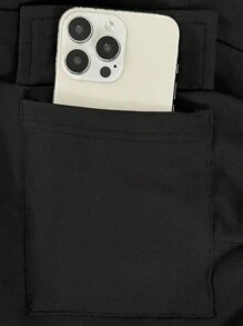 Chiquease Fall Women Clothes High Waist Elastic Waist Skinny Leggings With Front Pockets All White Casual Outfits Spring Clothes For University - Black - View 5