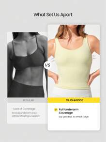 GLOWMODE FeatherFit™ 吸汗亮泽柔软吸汗内置文胸背部扭纹甜心领运动背心低冲击瑜伽普拉提工作室日常休闲装