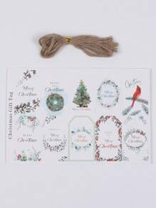 50pcs Christmas DIY Gift Tag Christmas Tree Decorations Kraft Card Hanging Tag With Strings,Christmas
