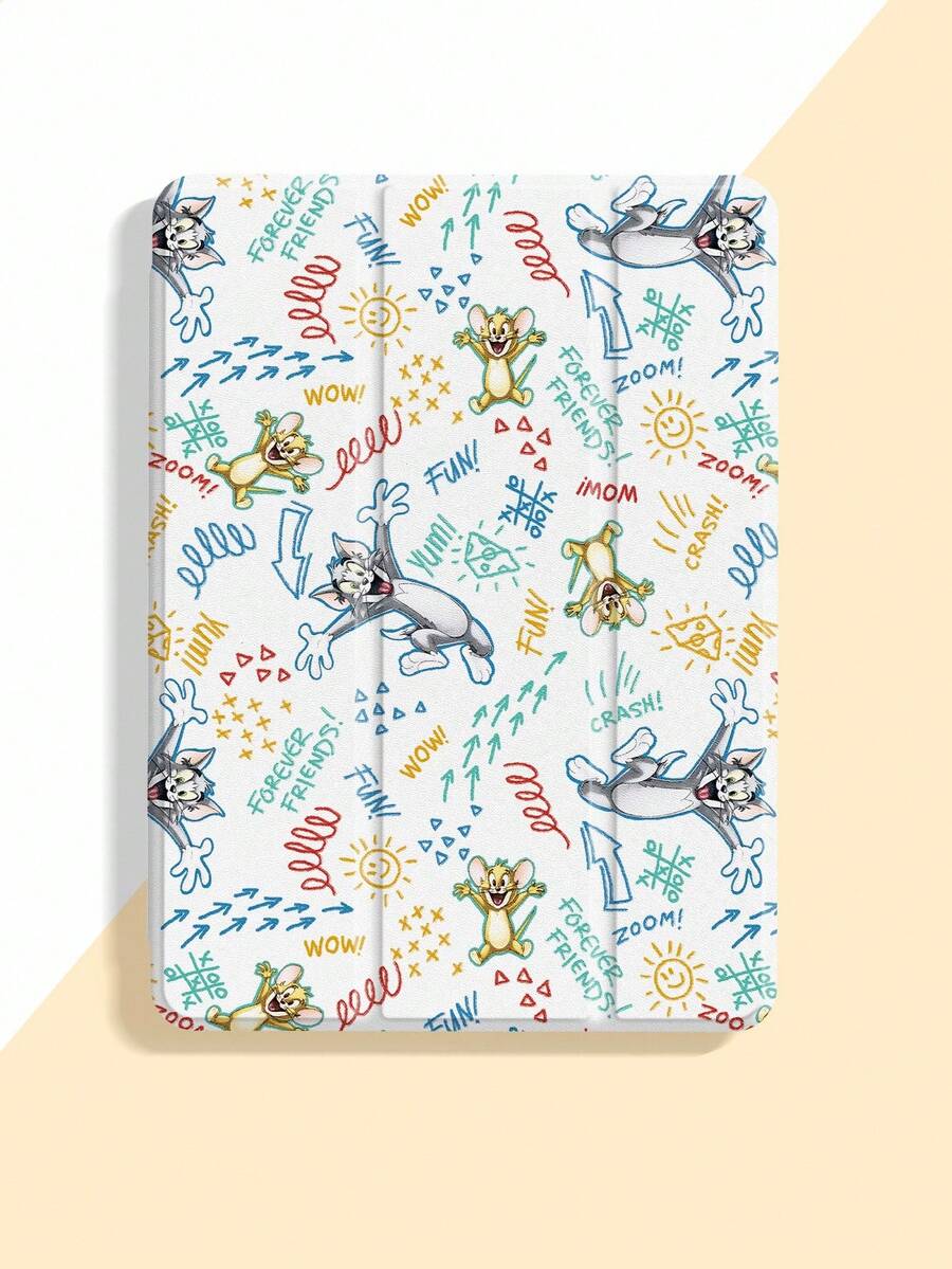 TOM & JERRY X SHEIN 时尚可爱的卡通老鼠和猫印花垫套 - 彩色 - 查看 1