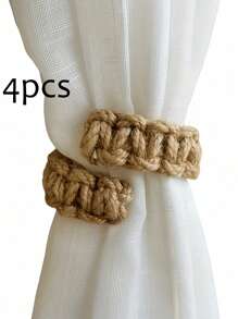 2pcs/4pcs Vintage Style Jute Rope Linen Woven Curtain Ties - Rustic Curtain Fixing Strap For Living Room Window Decoration, Curtain Tie Backs Decoration Object, Boho Macrame Decorative,Home Tabel Fall Decor, Handicraft Ornament - one-size - View 12