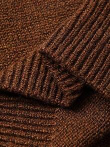 DAZY Toddler Boys' Casual Solid Color Turndown Collar Long Sleeve Sweater, Spring/Autumn - Coffee Brown - View 13