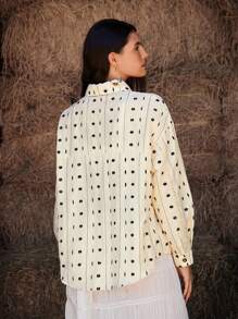 Freevana 大码极简印花长袖衬衫 女士衬衫和衬衫 波西米亚风衬衫 女士西部衬衫 外出上衣 女士商务休闲装 女士花卉上衣 奶油黄色上衣 冬季服装 女士纽扣衬衫 刺绣秋装 女士西部服饰 2000 年代冬季风格 复古风 女士外出办公室教师服装 - 彩色 - 查看 3