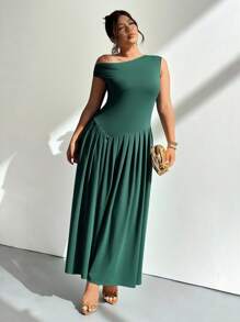 Firerie Abito midi in maglia con scollo a V, arricciatura in vita e orlo asimmetrico, taglie forti, casual ed elegante, adatto per vacanze, attività all'aperto, vacanze, concerti, appuntamenti, feste formali, matrimoni, sensuale, elegante, pendolarismo, ritorno a scuola, spiaggia, ufficio, stile sirena, compleanno - Verde Scuro - Visualizzare 6