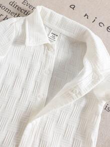 SHEIN 2pcs/Set Newborn Baby Boy/Girl Soft Casual Cute Textured Fabric White Short Sleeve Romper & Sun Hat Set, Knit Outfit Suitable For Indoor, Outdoor, Daily, Sports, Play, Party, Photo Shoot, Holiday, Spring/Summer