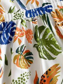 Travachic KIDS 女婴热带植物印花高低下摆时尚露背连衣裙 - 杏色 - 查看 5