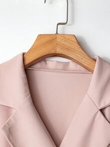 Franclia Elegant 3/4 Sleeve Lapel Neck Fitted Long Dress, Apricot Pink, Suitable For Commuting And Everyday Wear, Spring/Autumn - Dusty Pink - View 7