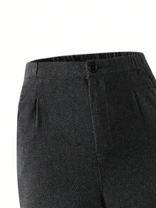 SHEIN 2 件套青少年男孩绅士装，人字纹背心 + 时尚长裤，优雅正式西装，适合生日、婚礼、婚礼嘉宾、花童、戒指持有人、返校 - 深灰色 - 查看 4