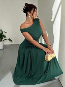 Firerie Abito midi in maglia con scollo a V, arricciatura in vita e orlo asimmetrico, taglie forti, casual ed elegante, adatto per vacanze, attività all'aperto, vacanze, concerti, appuntamenti, feste formali, matrimoni, sensuale, elegante, pendolarismo, ritorno a scuola, spiaggia, ufficio, stile sirena, compleanno - Verde Scuro - Visualizzare 8