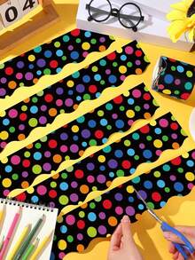 1 قطعة حافة لوحة نشرة سوداء، 32.8 قدم من الحواف المموجة السوداء لوحة النشرة، السبورة البيضاء، لوحة الفلين، الخزانة، ديكور الغرفة، ديكور المكتب، وديكور الفصل الدراسي للعودة إلى المدرسة - متعدد الألوان - مشاهدة 4