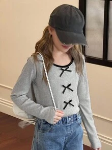 DAZY Tween Girls Daily Casual T-Shirt, Autumn - Grey - View 7