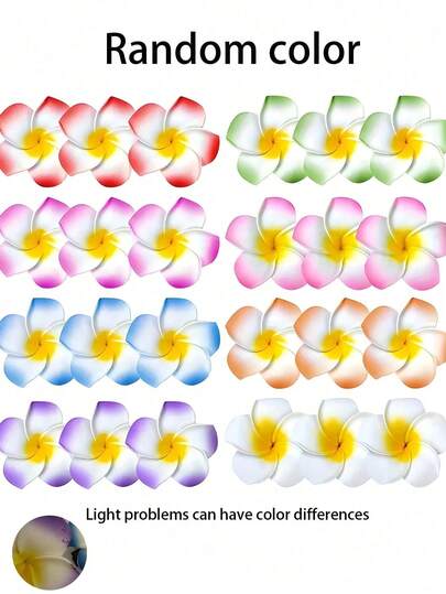 40PCS Hawaiian Flower Hair Clips For Women - 2.5 Inch Tropical Plumeria Foam Hair Clips, Summer Beach Vacation Accessories, Luau Party Favors, Boho Bridal Shower Wedding Hairpins, Pool Party Decor, Hawaiian Theme Outfit, DIY Hair Styling, Bulk Hair Clips For Women, Gift Ideas
