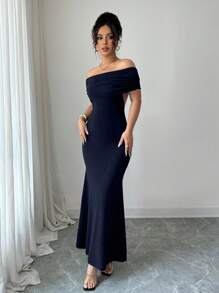 Rafferiza 新款露肩露背长款连衣裙，修身鱼尾廓形夏季连衣裙，适合大学生穿着