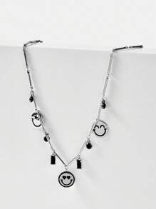 S.W.Smiley x MOTF PREMIUM 银色笑脸吊坠项链 - 銀色 - 查看 6