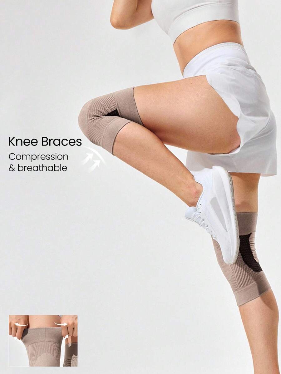 GLOWMODE Sweat-Wicking Compressed Knee Sleeve Fall Winter - Khaki - View 1