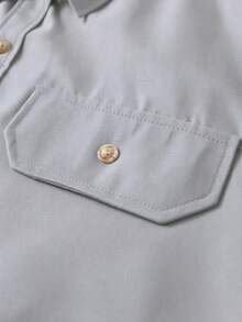 Manfinity Nomadique 男士西部牛仔风格长袖衬衫 男士西部衬衫 牛仔竞技衬衫 男士休闲正装衬衫 浅灰色衬衫 灰色西部衬衫 - 淺灰色 - 查看 5