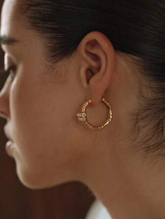 Opalesca 1 Coppia di orecchini a cerchio eleganti, carini e di lusso con perle/madreperla, testurizzati, con perline color metallico/oro, adatti per feste, casual, lavoro, matrimoni, vacanze, campeggio, stile Y2K/per mamma/donne/ragazze, autunno/inverno, festival, vacanze, Old Money, Ognissanti