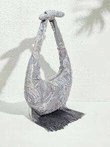 SHECARRY Floral Sequin Decor Casual Shoulder Bag, Fashion Handbag For Women - Grey - View 2