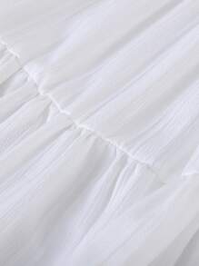 Elegant Choice For Baby: Girls' White Woven Crinkle Fabric Skirt, Unique Texture, Delicate Details, Pleated Fluidity, Showcasing Sweet Elegant, Essential For Outings. Fall Winter