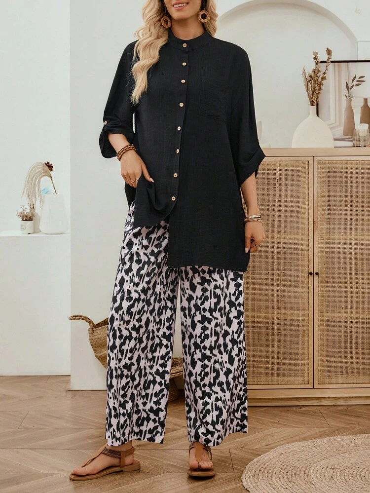Women's Two Pieces Set Fall Clothes For Women Fall Women Clothes Fall Clothes Business Casual Woman Office Outfits For Women Lounge Sets For Women Work Outfits For Women Fall Outfits For Women Work Clothes Women Fall Outfits Women Teacher Shirts Fall Tops Fall Outfits Work Pants Wide Leg Pants Woman Long Sleeve Shirt Airport Outfit For Women Women's Fall Clothes Business Casual Outfits Women Button Up Shirt Women Leopard Print