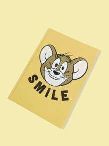 TOM & JERRY X SHEIN Cartoon Pattern A5 Hardcover Notebook - Blank Cartoon Journal For School, Office & Gifts - Yellow - View 2