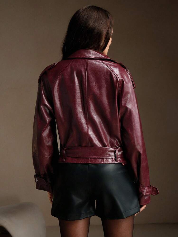 女性用秋冬 多用途 高級レザージャケット、ワニ柄生地、バーガンディー ショートジャケット、お出かけ、エレガント、フォーマル、パーティー、シック、新年、クリスマス、仕事、卒業式、結婚式に適しています