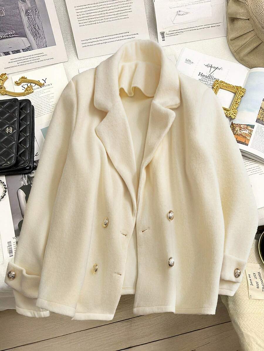 Franclia Apricot minimalistische umkehrbare Jacke für Frauen, neues Design Frühling Herbst 2025, vielseitiger Top Herbst Winter Kleidung für Frauen - Aprikosenfarben - Übersicht 1