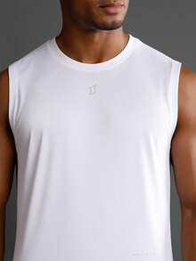 SUMWON 极致性能无袖背心吸湿排汗运动肌肉衫健身房锻炼训练跑步工字背心运动衫 - 白色 - 查看 3