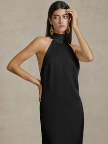 Briarwyn 女士休闲平纹编织露背吊带连衣裙，带鱼尾下摆，夏季女士优雅连衣裙，婚礼宾客礼服，女士沙滩装，女士度假装，7 月 4 日 - 黑色 - 查看 5