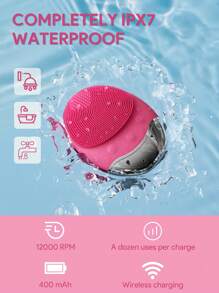 JMMO 电动洁面刷,电动硅胶洁面刷,磁力充电,全身防水,深层清洁毛孔,居家女士,护肤工具,,美容个护必备仪器,圣诞礼物,秋冬假期必备,露营度假必备品,度假配件,露营用品 - 玫紅色 - 查看 4