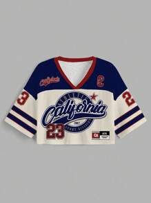 Slaydiva 2025春夏休闲极简“Callifornia”23号赛车服风格加大码T恤，适合夏天 - 藍色 - 查看 4